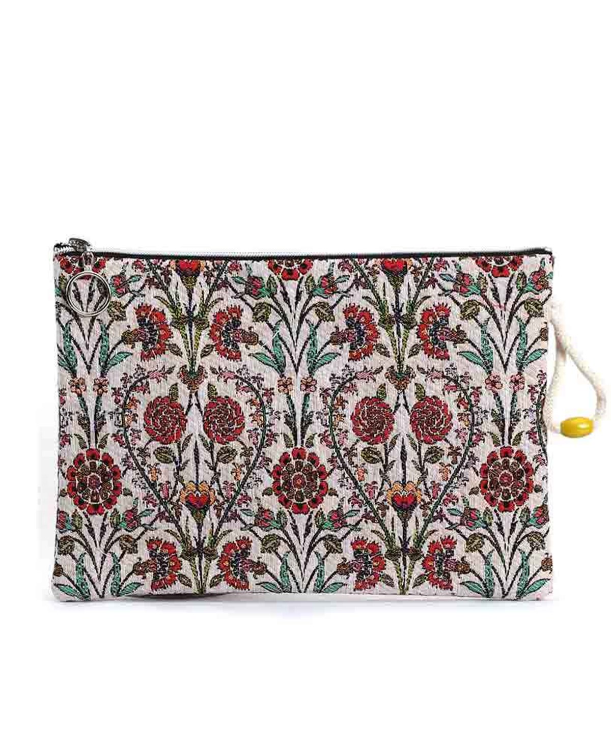Çiçek Desenli Goblen Dokuma Makyaj Çantası (Clutch)
