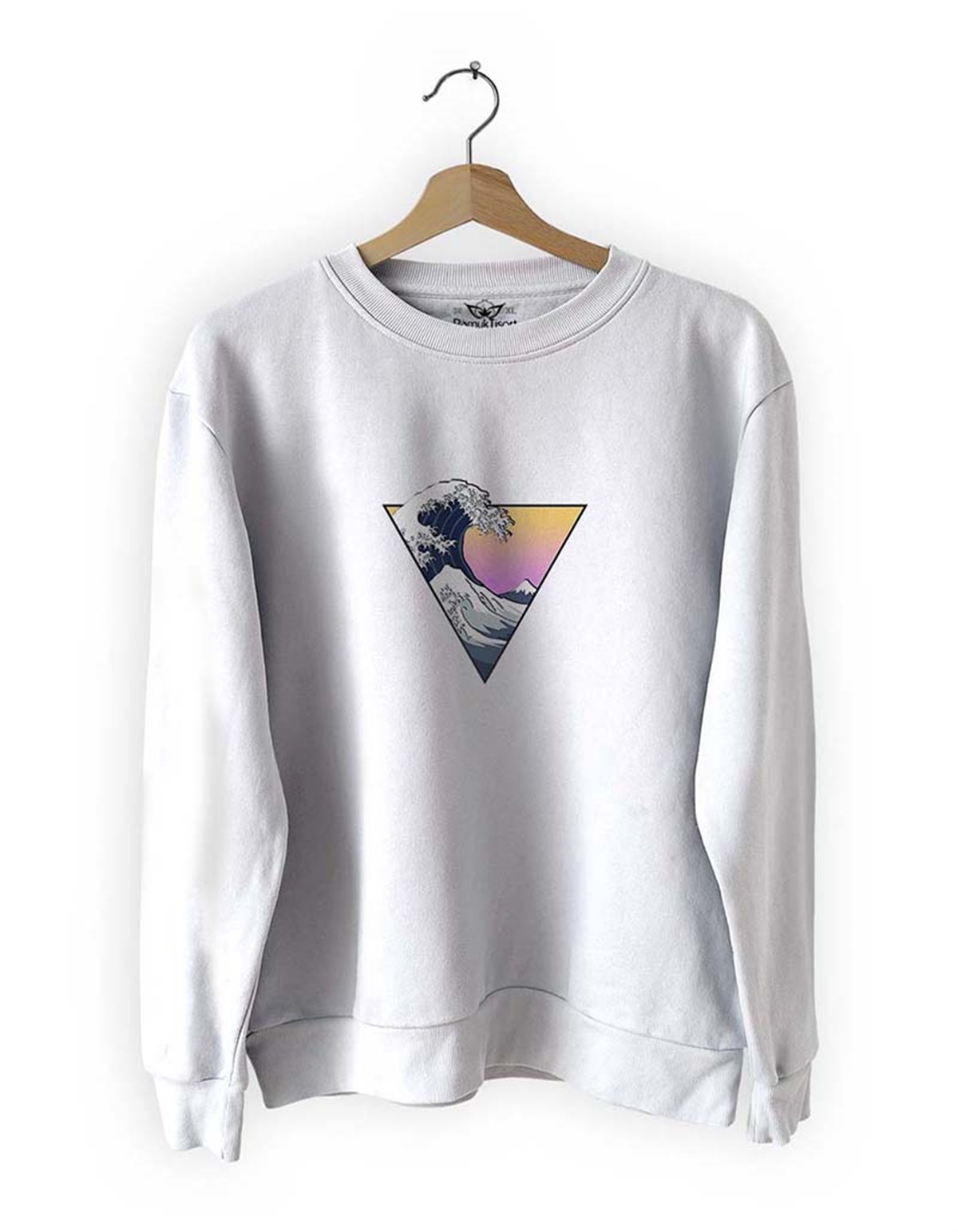 Dalga Basklı Slim Fit Pamuk Sweatshirt