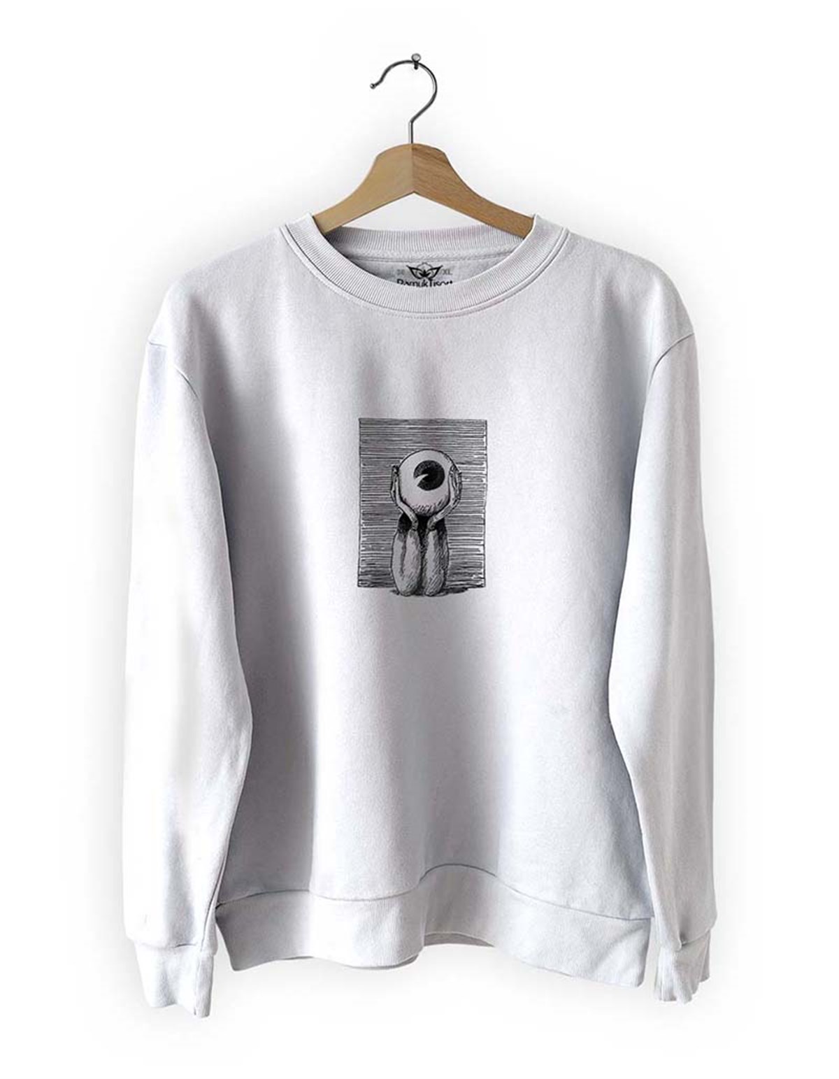 Dışa Bakan Ruya Görür Basklı Slim Fit Pamuk Sweatshirt