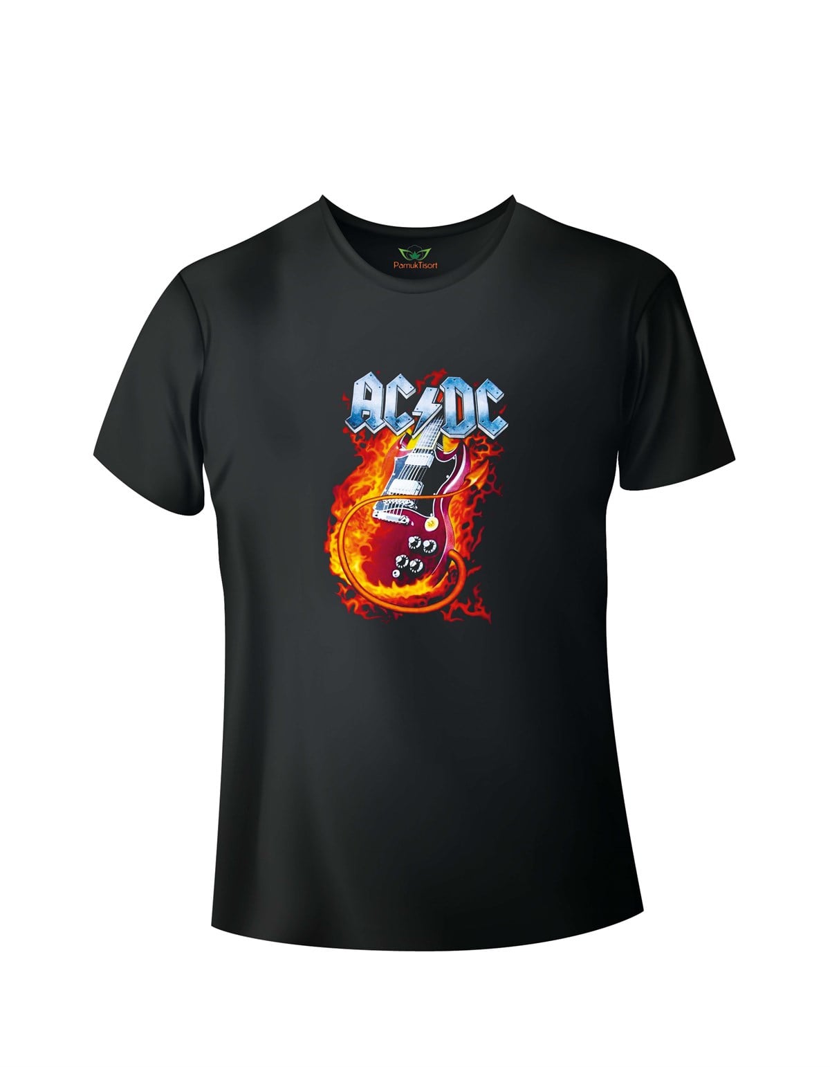 Gitar Ac-dc Baskılı Basic Tshirt