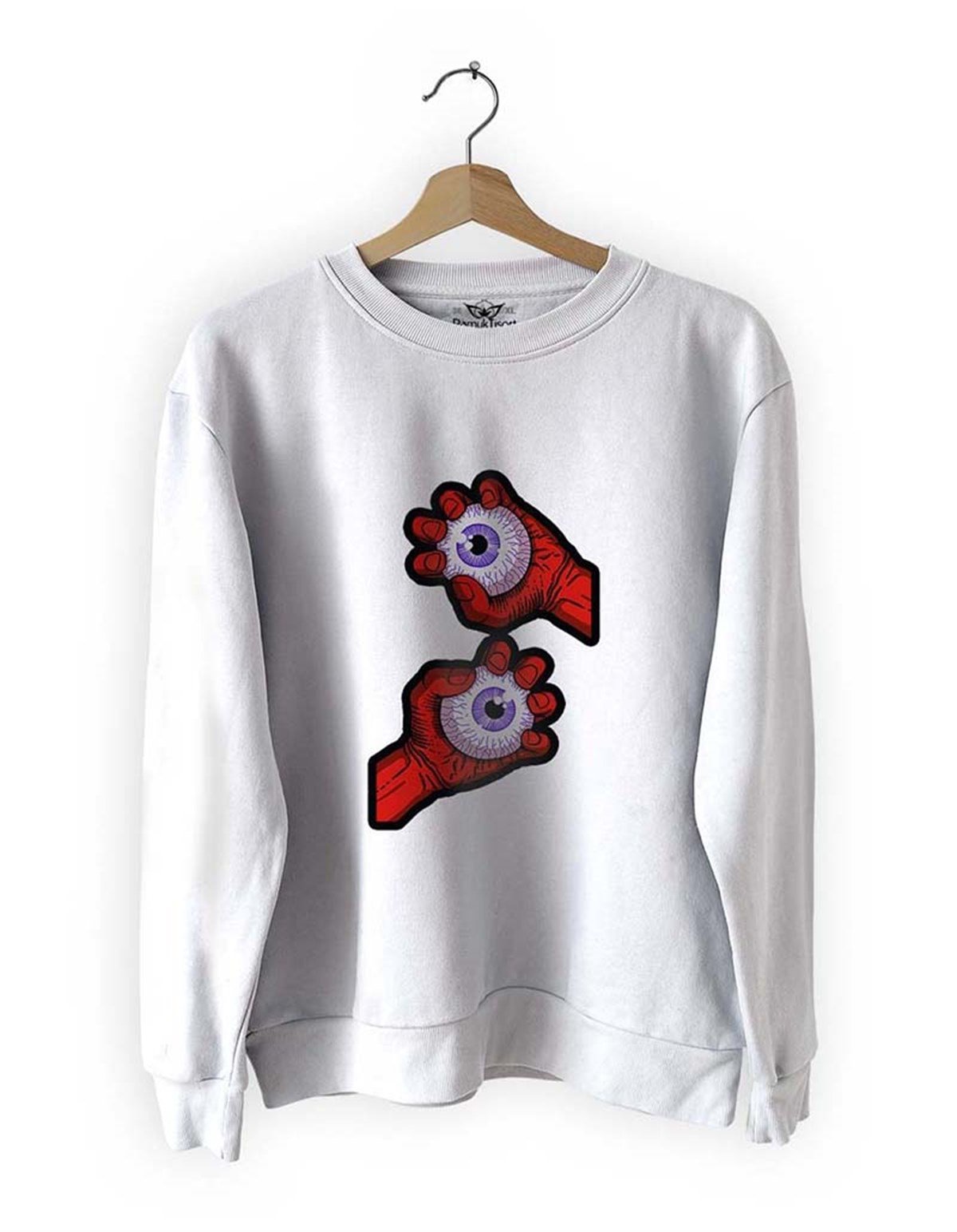 Gözlerim Nerede Basklı Slim Fit Pamuk Sweatshirt