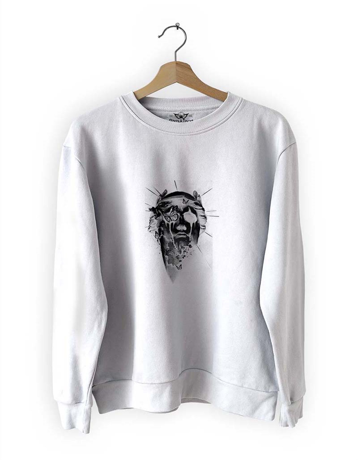 Heykel Basklı Slim Fit Pamuk Sweatshirt