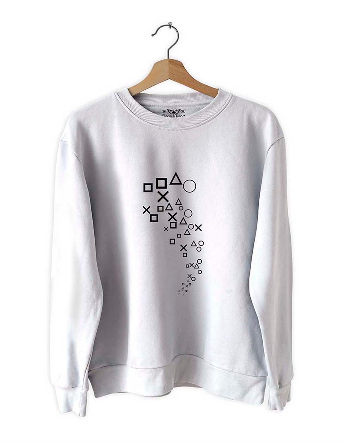 İşaretler Basklı Slim Fit Pamuk Sweatshirt