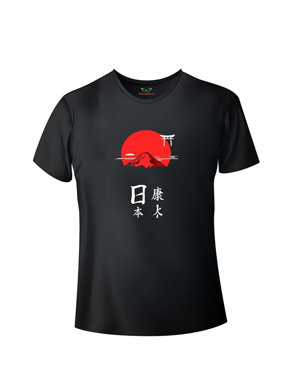 Japonca Baskılı Bisiklet Yaka tshirt