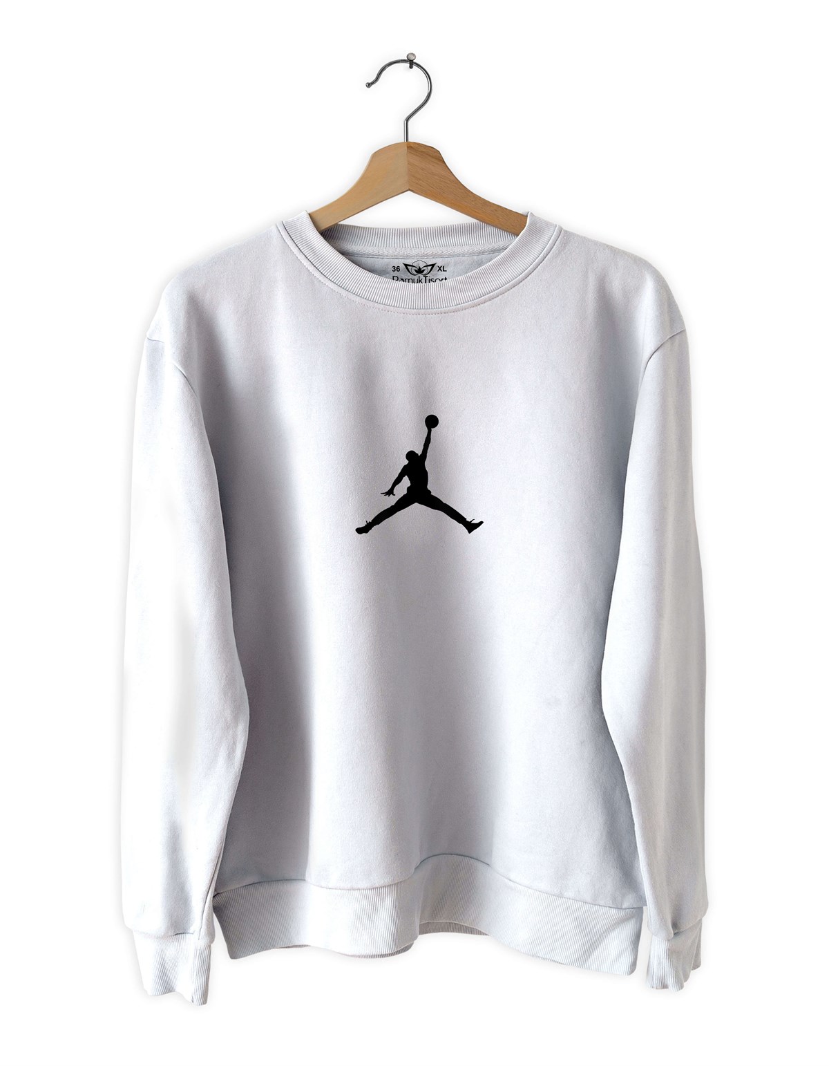 Jor-don Baskılı Slim Fit Siyah - Beyaz Sweatshirt