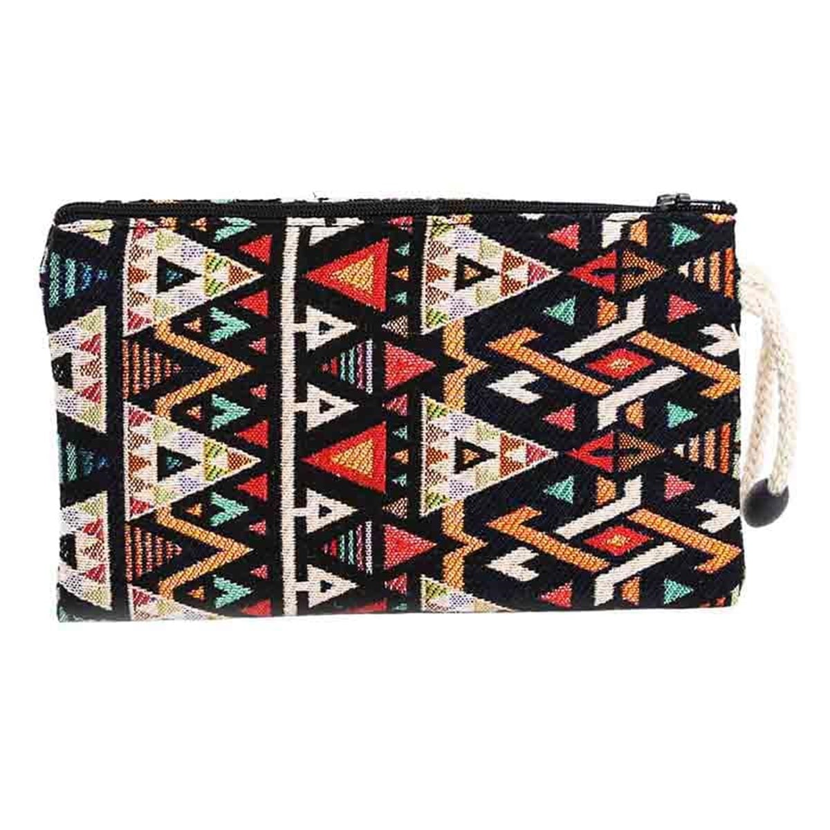 Kilim Desenli Goblen Dokuma İpli Boncuklu Cüzdan