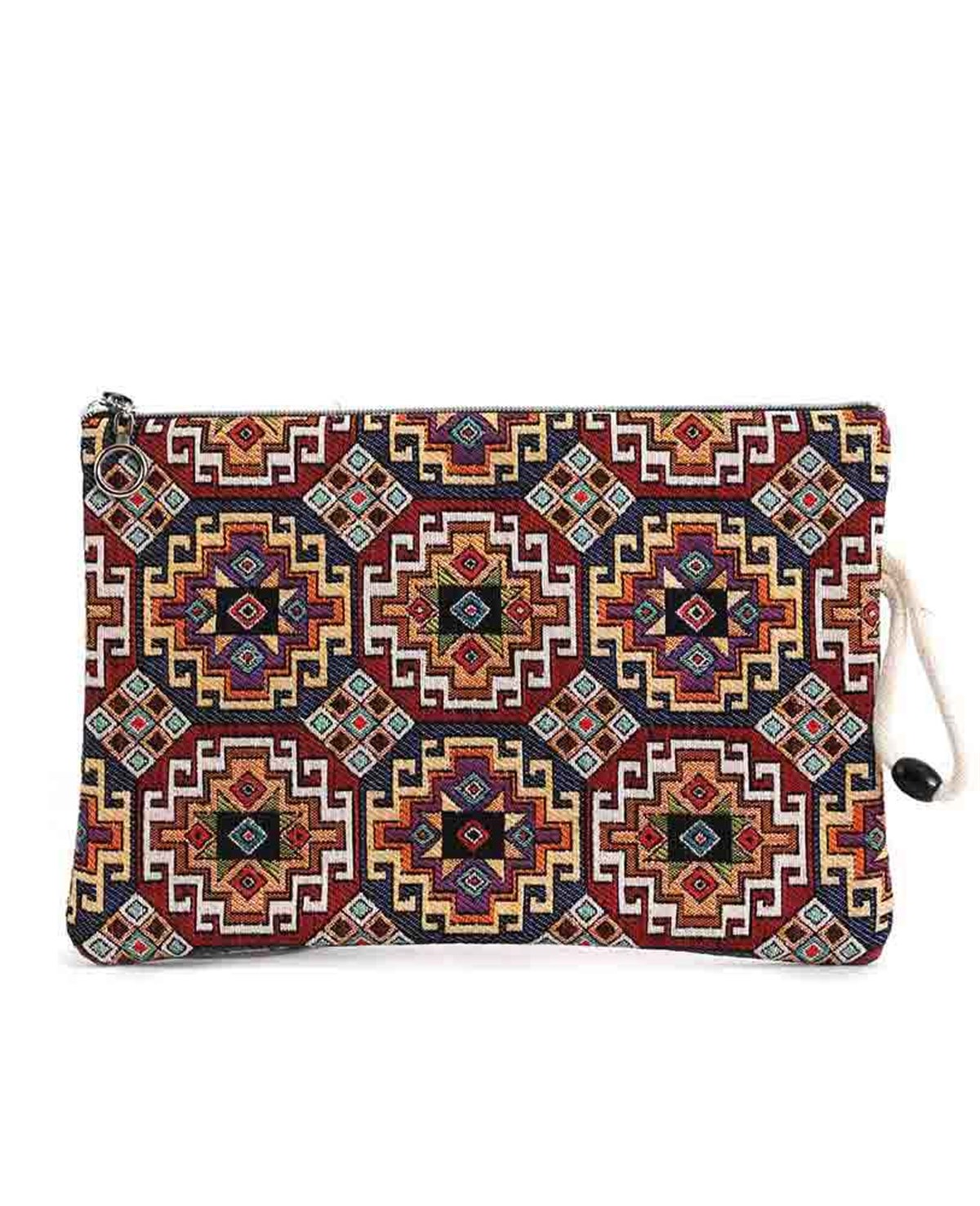 Kilim Desenli Goblen Dokuma Makyaj Çantası (Clutch)