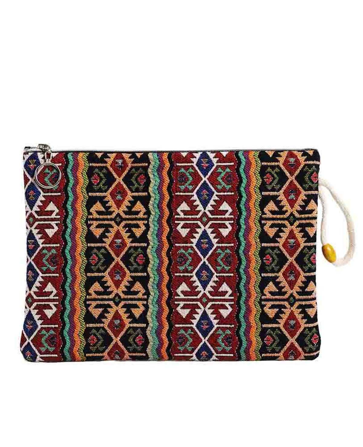 Kilim Desenli Goblen Dokuma Makyaj Çantası (Clutch)