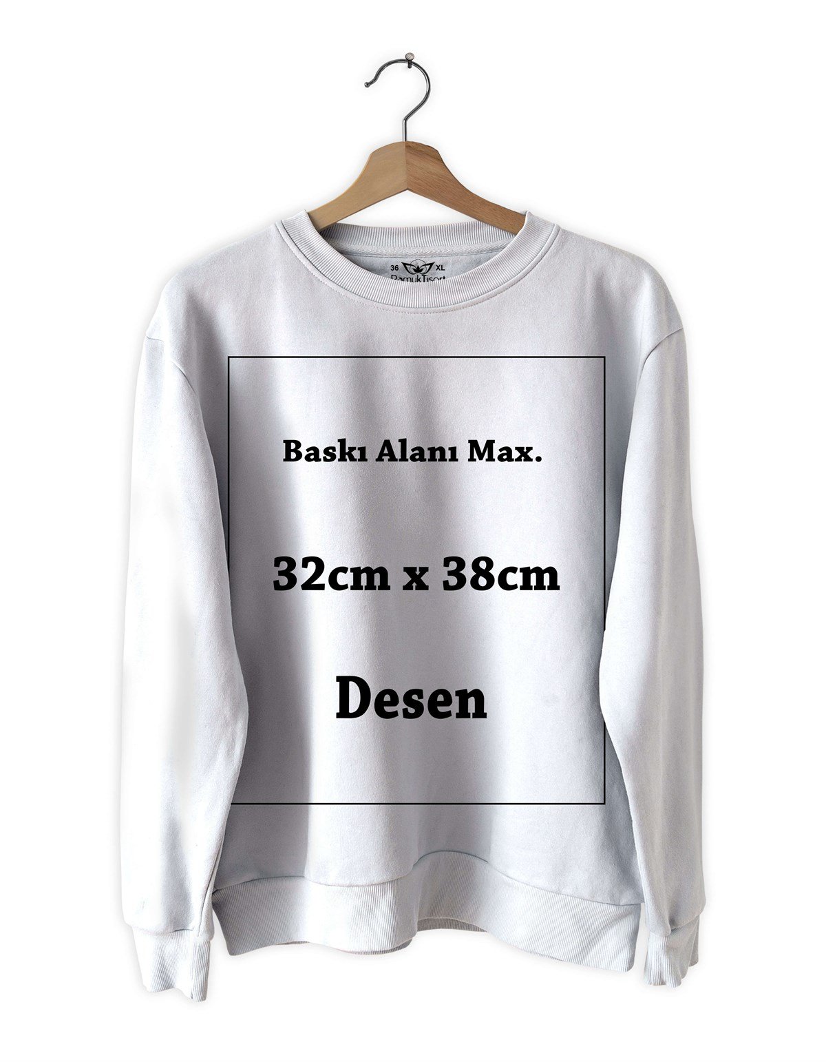 Kişiye Özel Baskı Slim fit Beyaz Sweatshirt 32cmx38cm