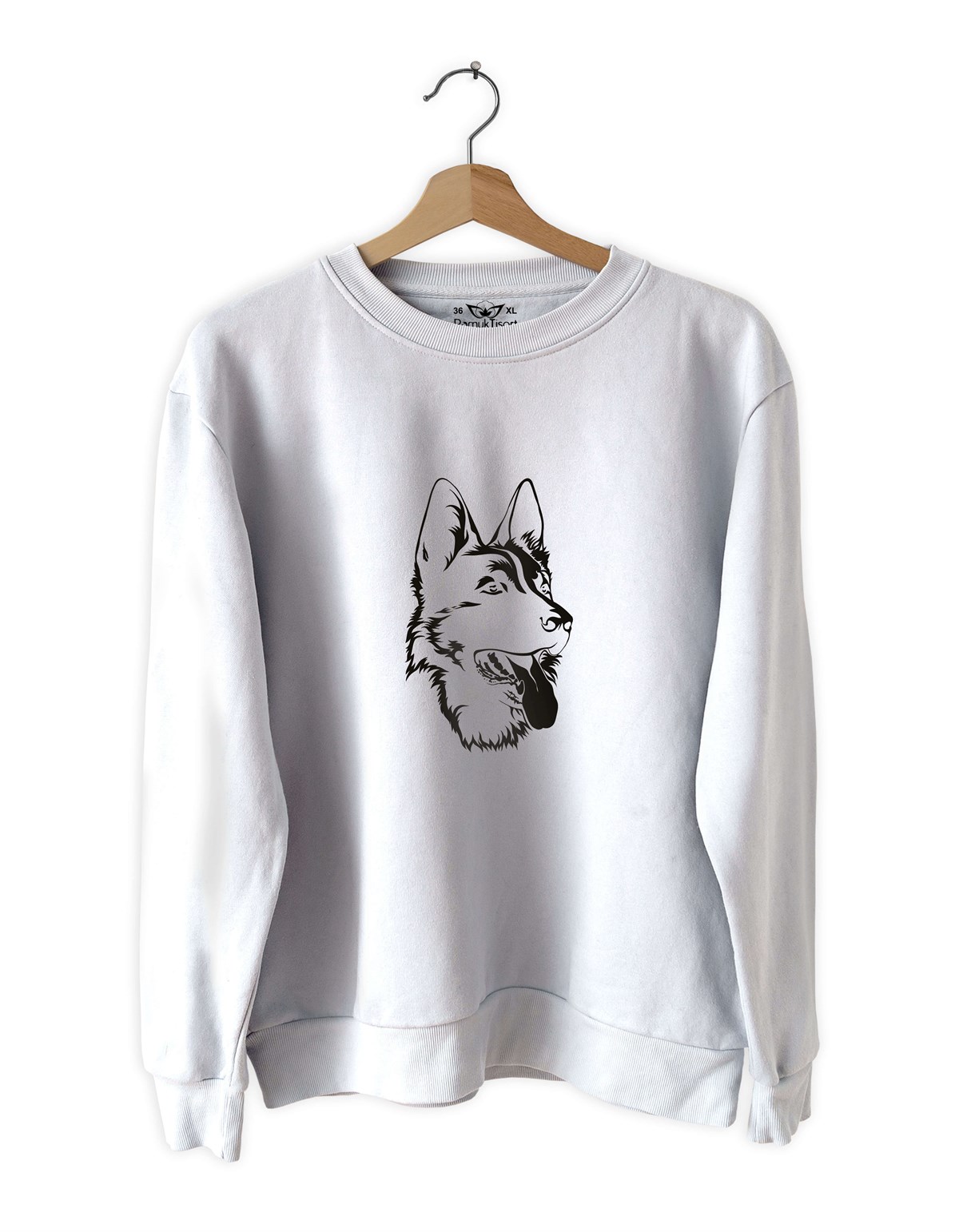 Kurt Baskılı Slim Fit Siyah - Beyaz Sweatshirt