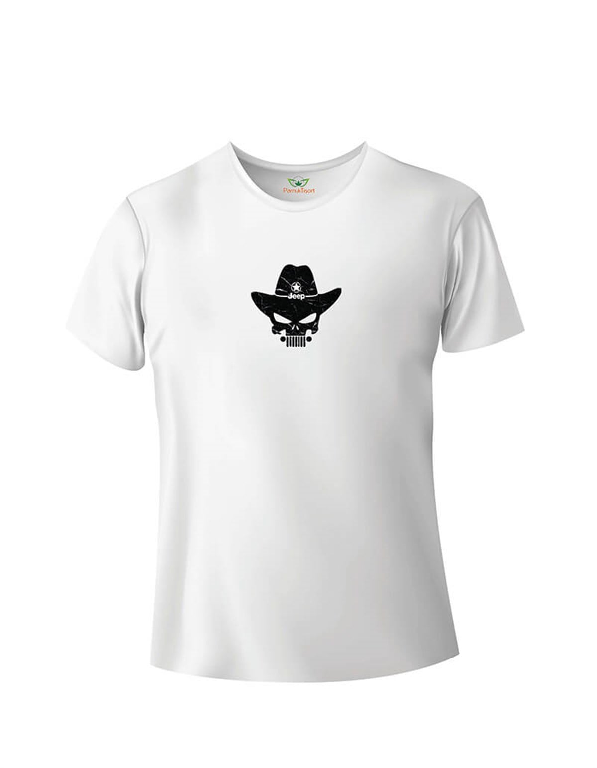 Kuru Kafa Jeep Baskılı Slim Fit Bisiklet Yaka T-shirt