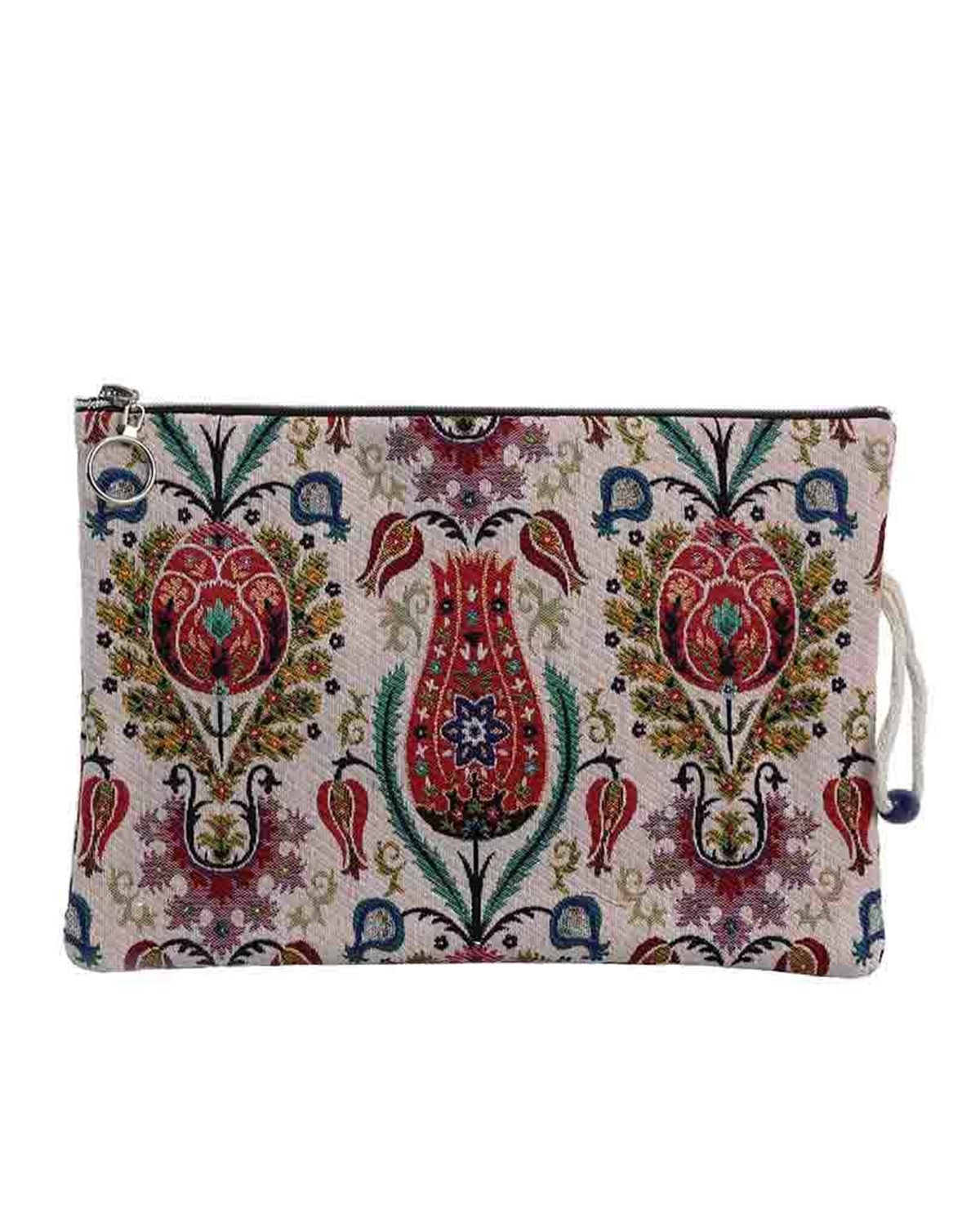 Lale Desenli Goblen Dokuma Makyaj Çantası (Clutch)