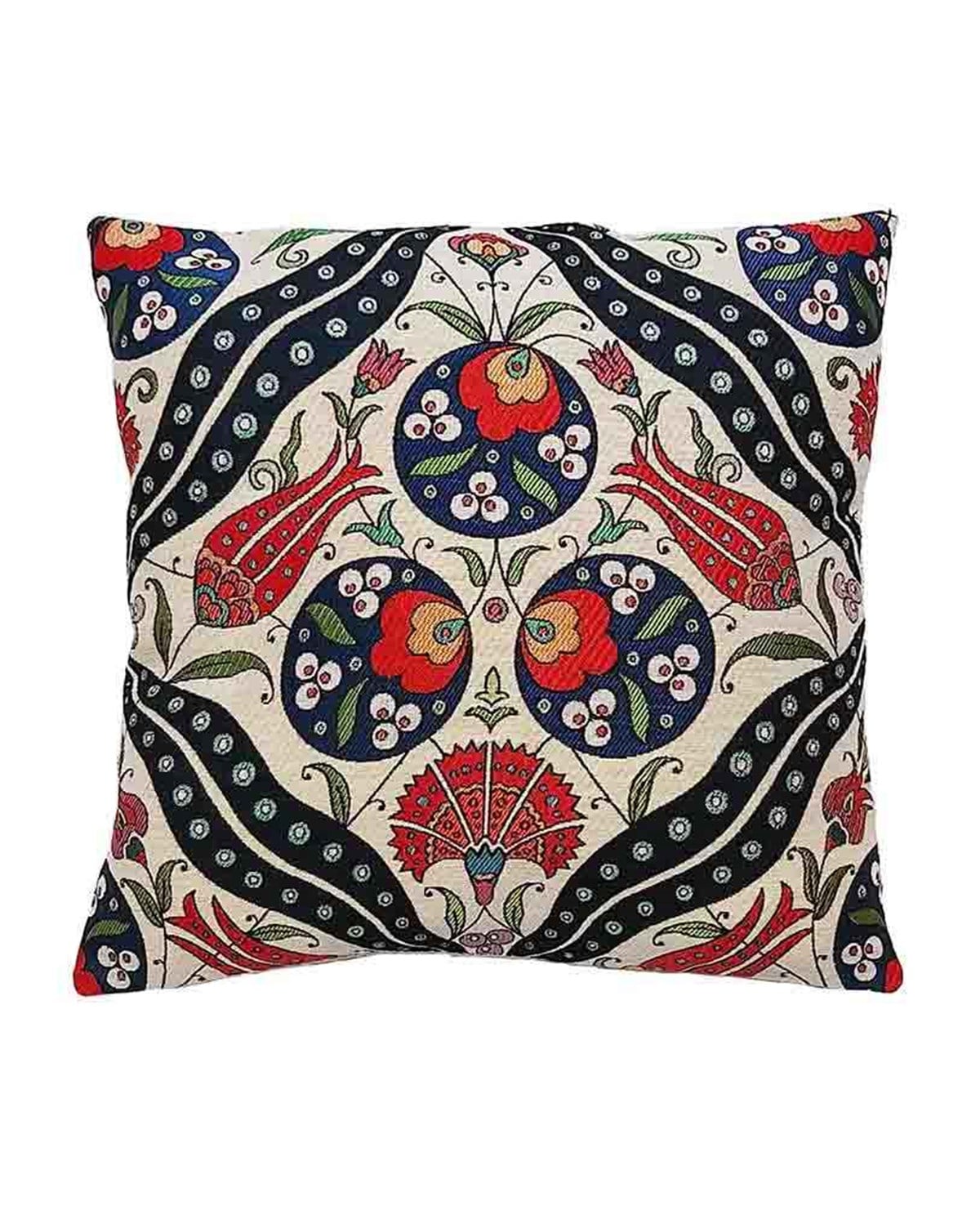 Lale Motifli Osmanlı Temalı 45x45cm Goblen Dokuma Kırlent