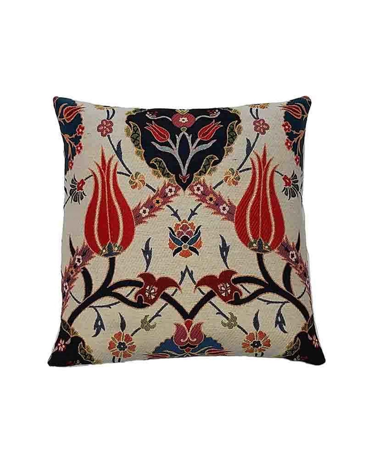 Lale Planlı Osmanlı Motifli 45x45 Goblen Dokuma Kırlent
