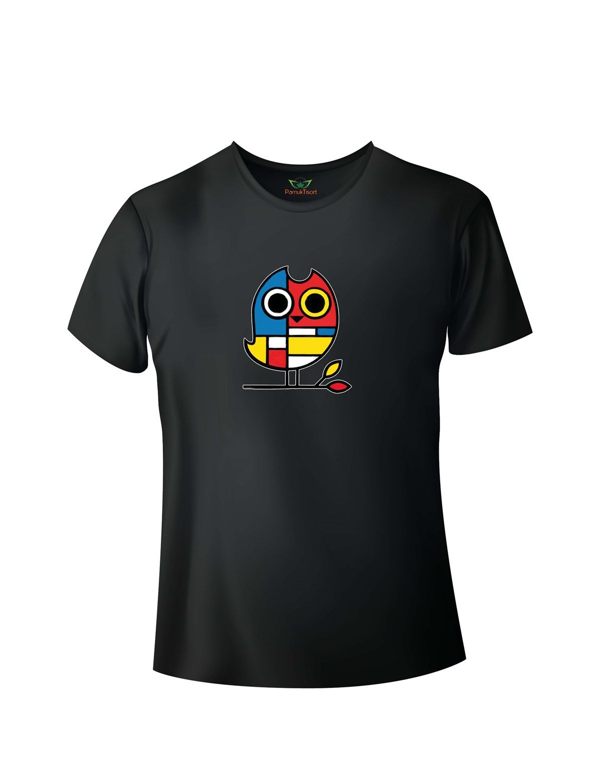 Mandala renkli Kuş Baskılı Basic Tshirt