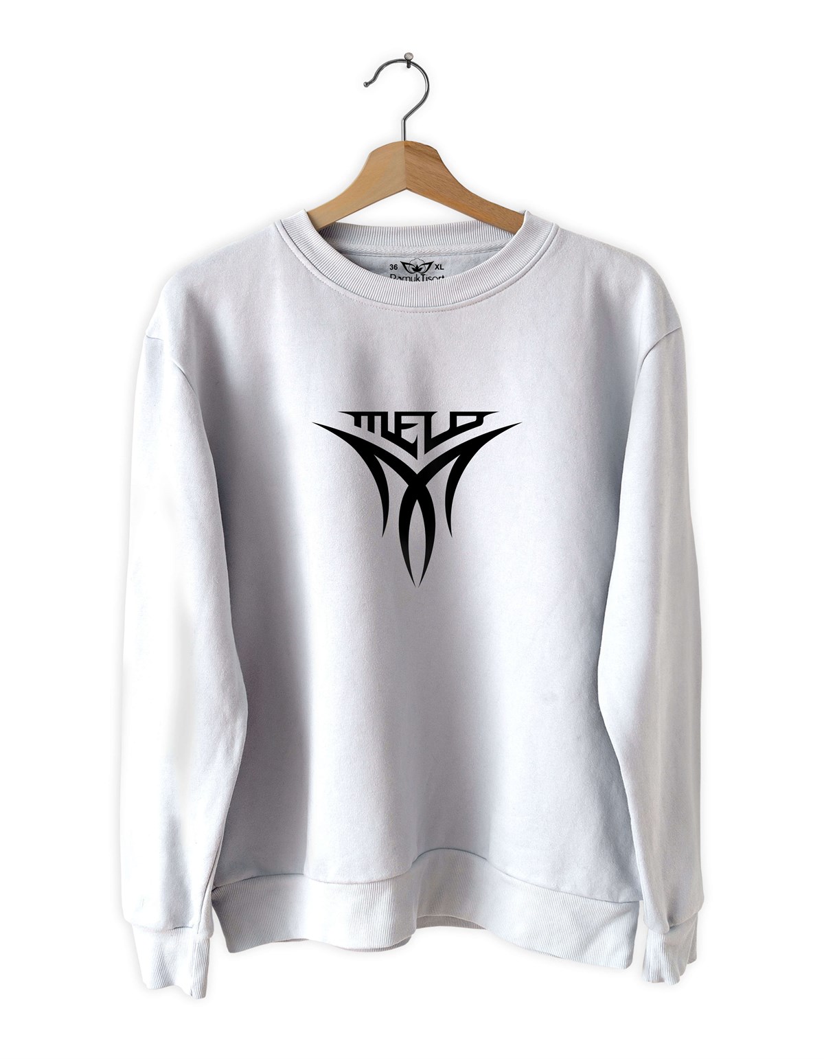 Melo Baskılı Slim Fit Siyah - Beyaz Sweatshirt