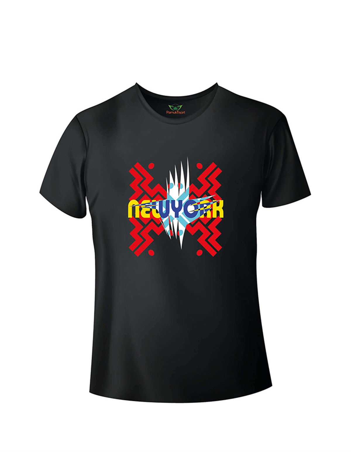 Newyork Baskılı Regular Siyah Bisiklet Yaka T-shirt