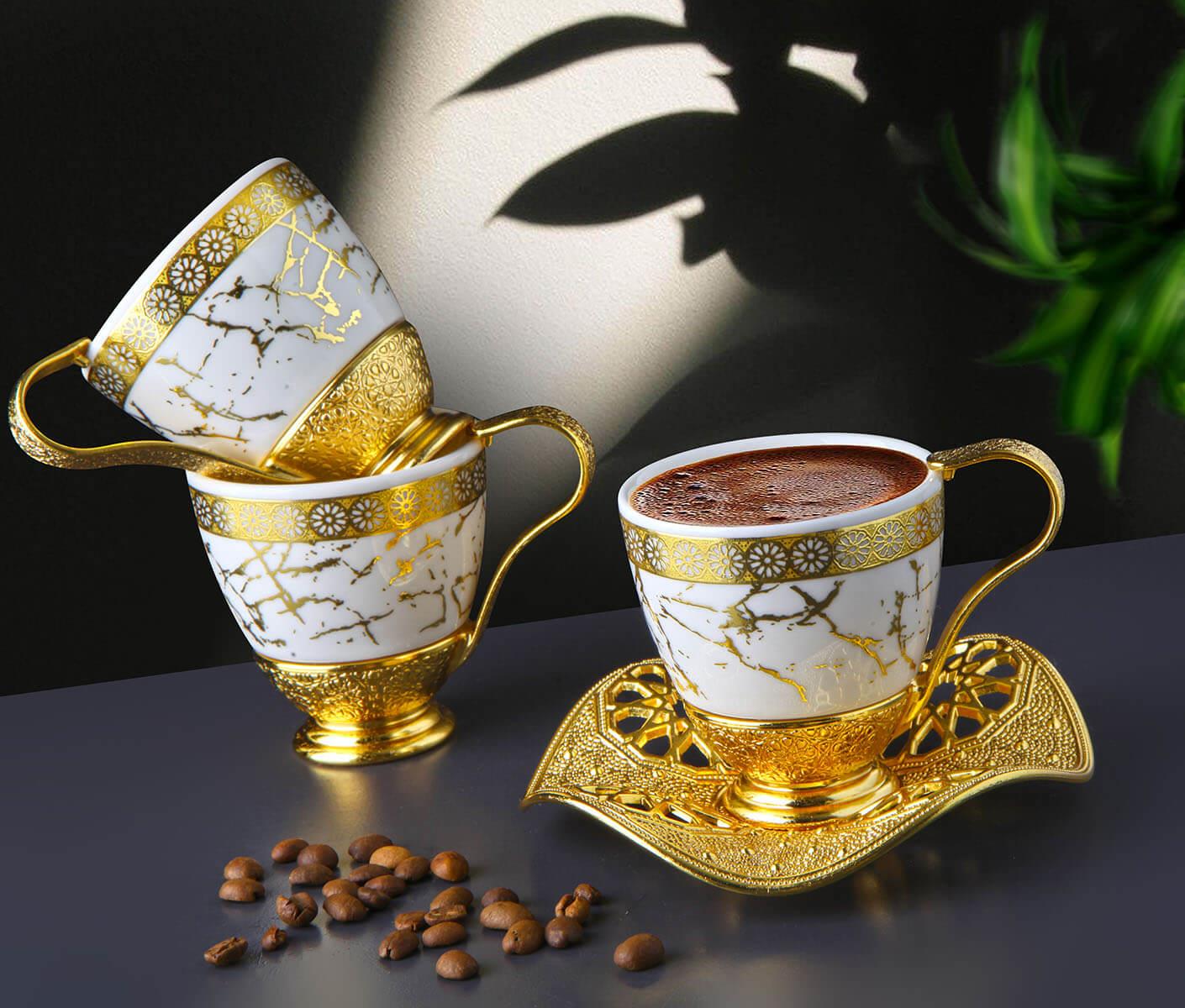 Nisa Desenli Kahve Seti Model-03 Teknobutik.com'da
