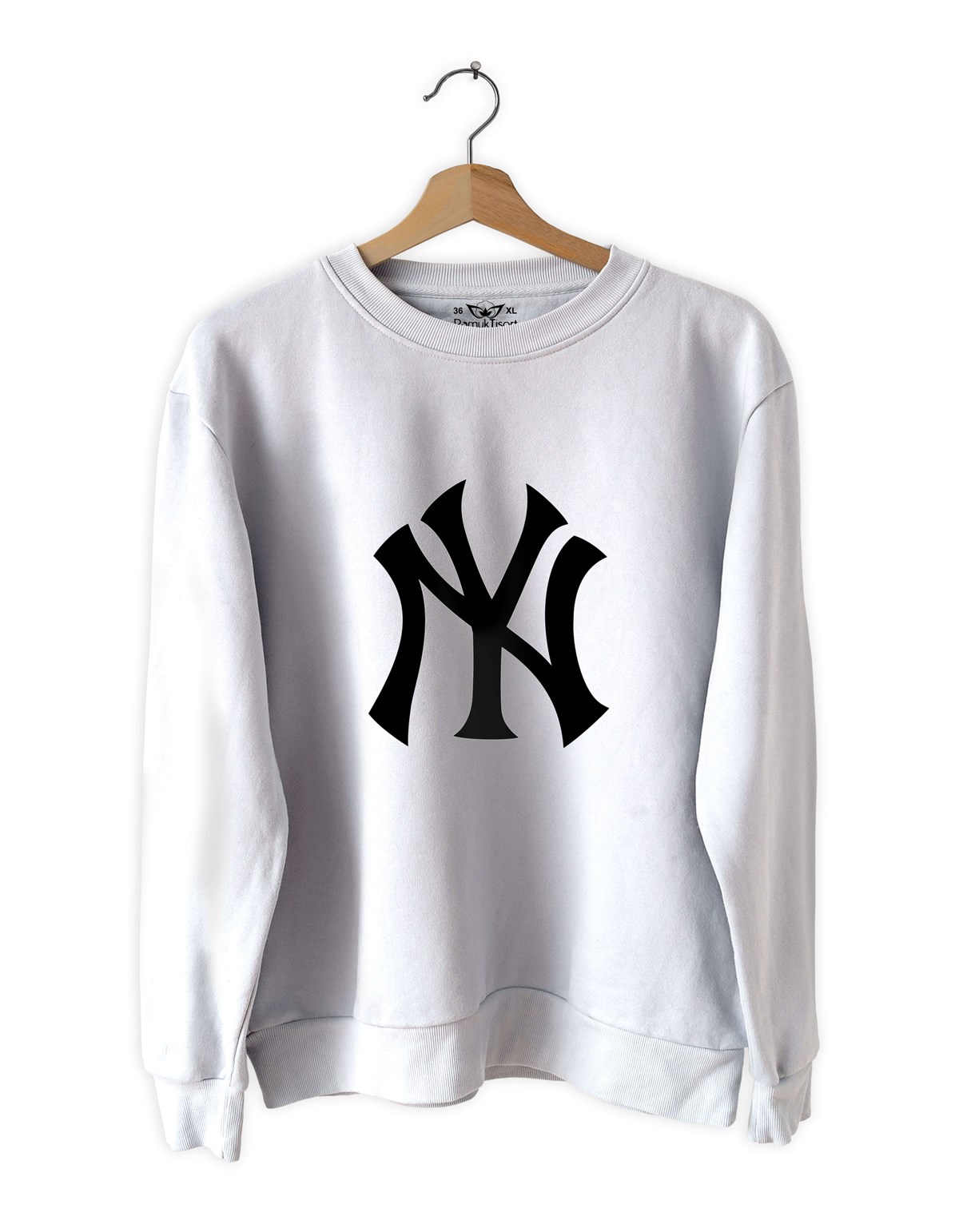 Ny Baskılı Slim Fit Siyah - Beyaz Sweatshirt