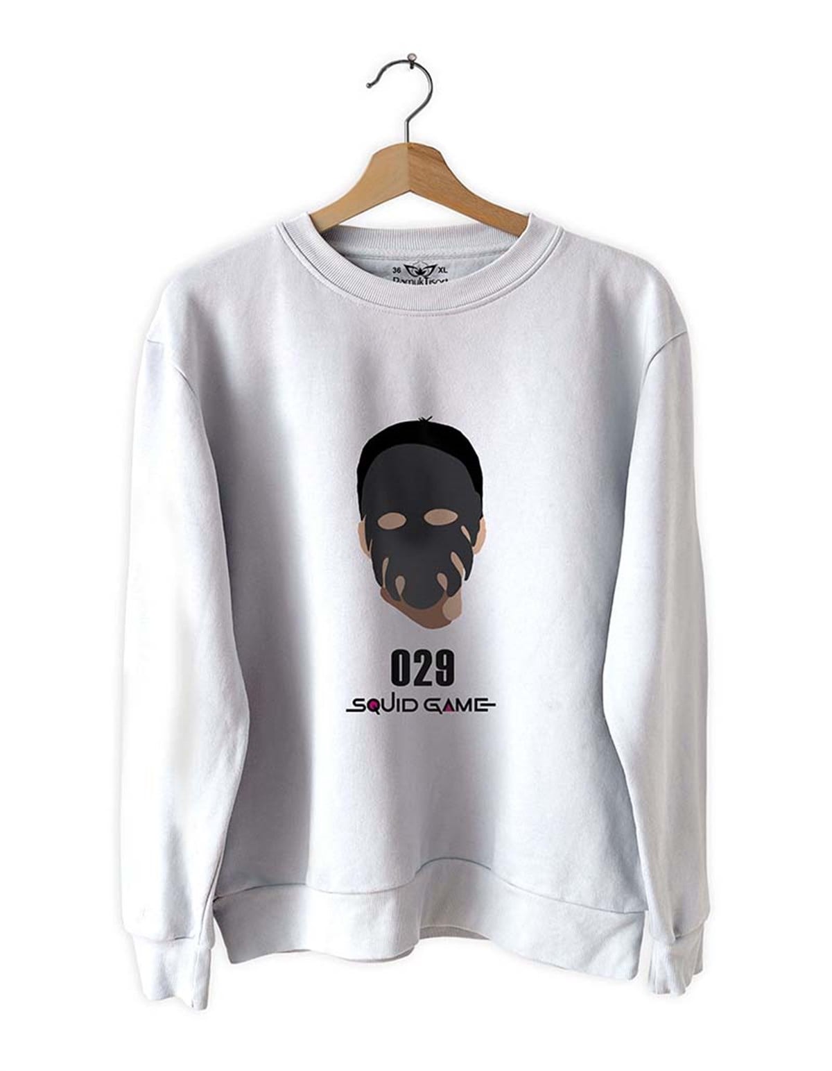 Oyuncu 029S -quid-G-ame-Basklı Slim Fit Pamuk Sweatshirt