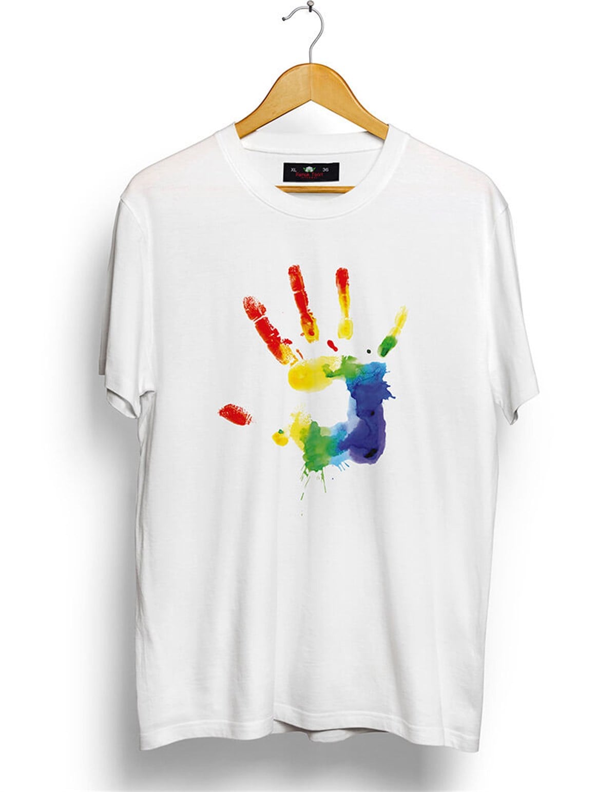 Renkli El Baskılı Oversize Bol Kalıp T-shirt
