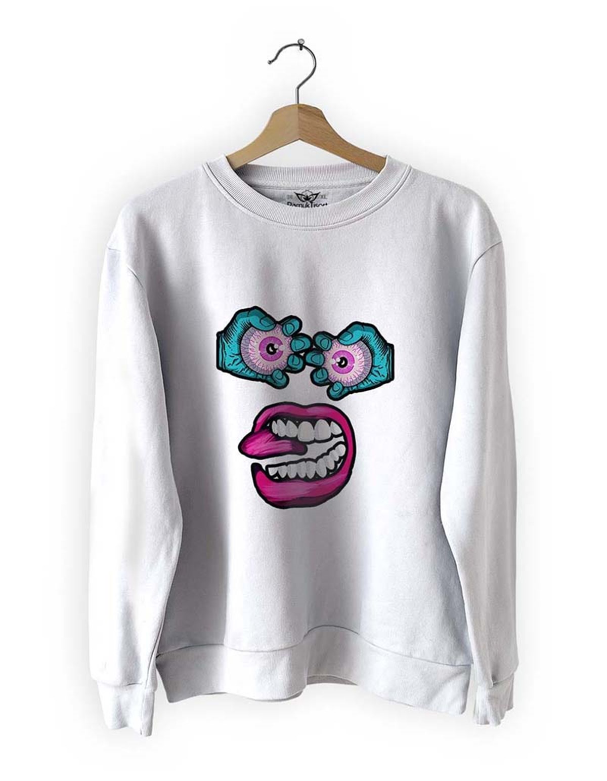 Şaşırdım Basklı Slim Fit Pamuk Sweatshirt