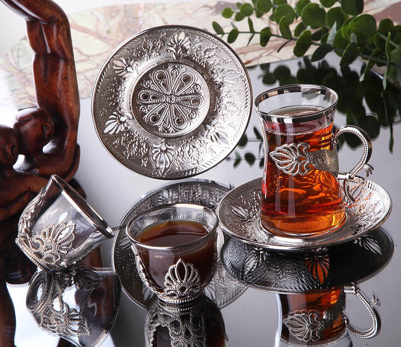 Sefa Heybeli Çay Seti 18 Parça-Nikel Teknobutik.com'da
