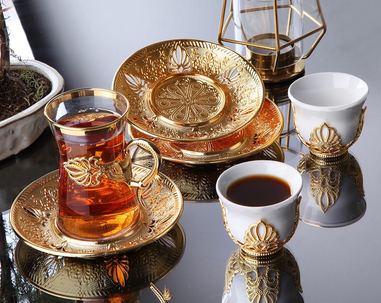Sefa Heybeli Porselenli Çay Seti 30 Parça-Altın Teknobutik.com'da