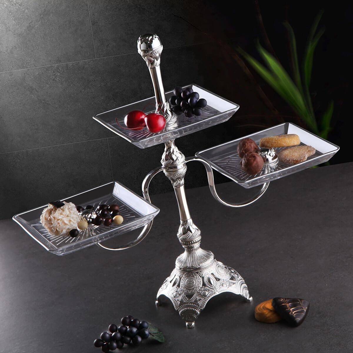 Üçlü Cam Kurabiyelik Tepsisi-Nikel Teknobutik.com'da
