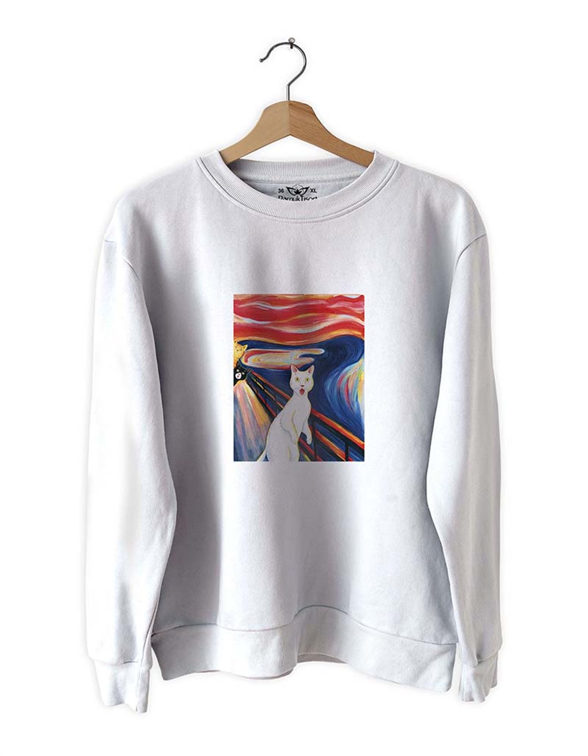 Vangoh Kedi Basklı Slim Fit Pamuk Sweatshirt