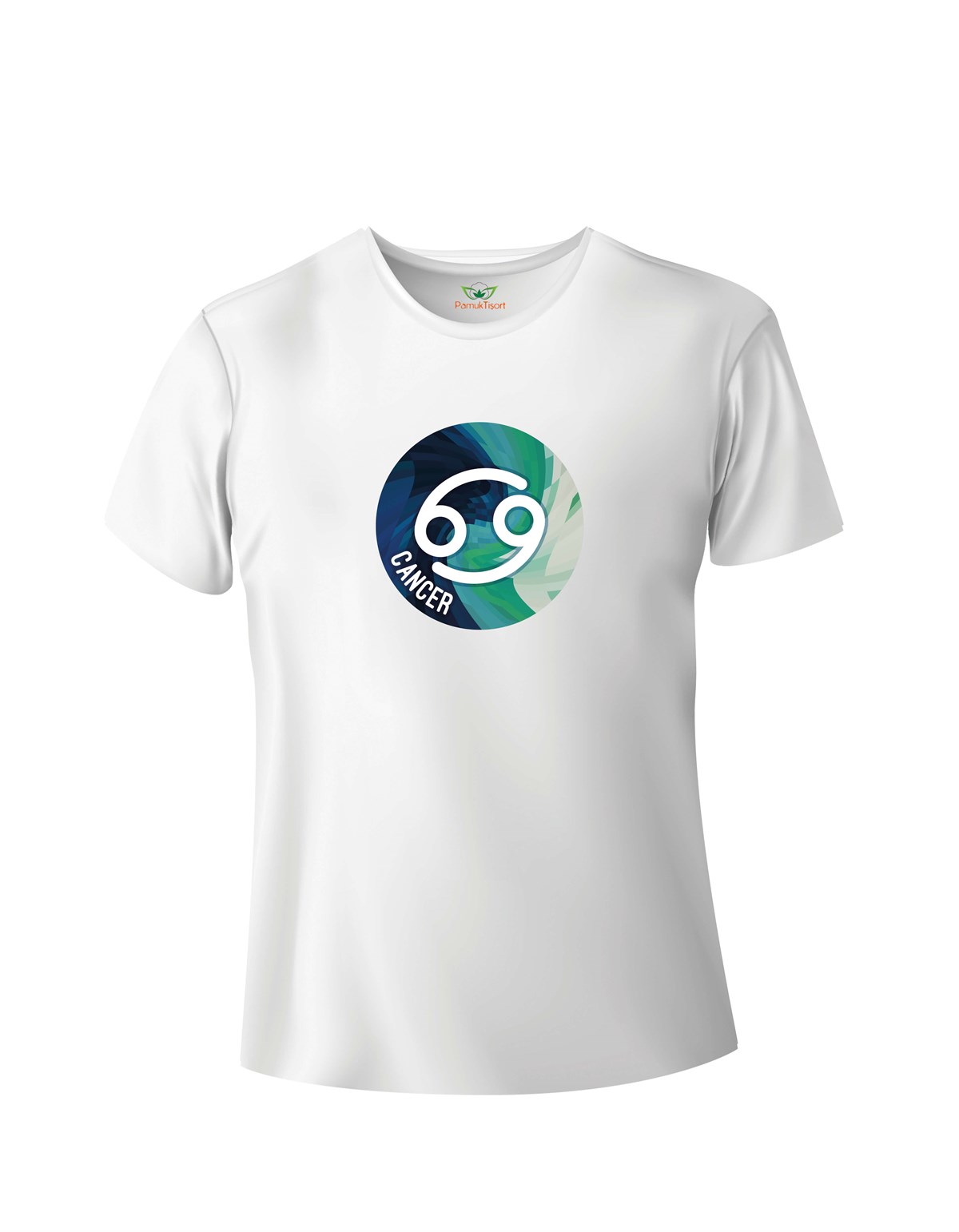 Yengeç Cancer Burcu Baskılı Slim (Dar Kalıp) Bisiklet Yaka T-shirt