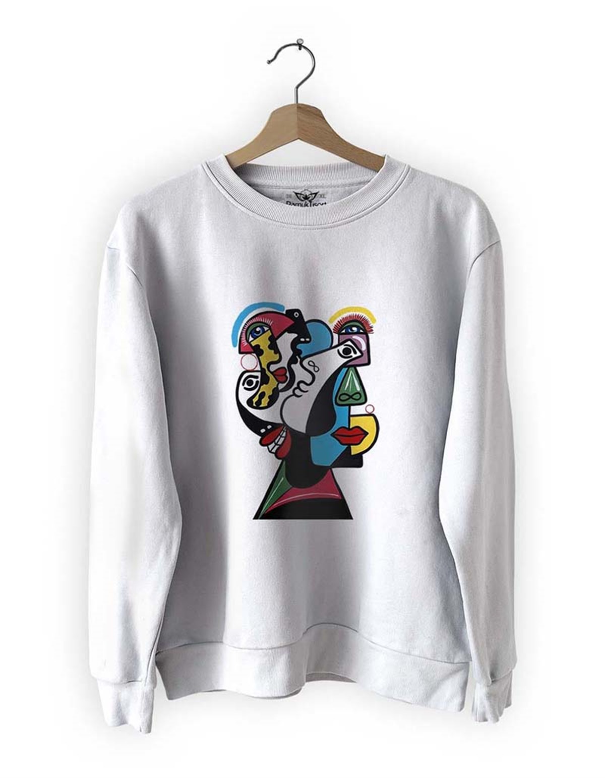 Yüzler 15 Basklı Slim Fit Pamuk Sweatshirt
