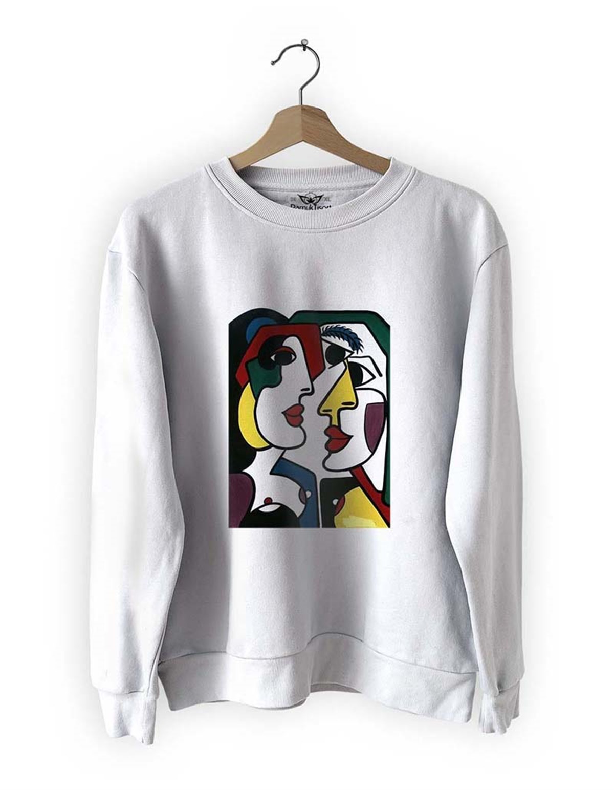 Yüzler 17 Basklı Slim Fit Pamuk Sweatshirt