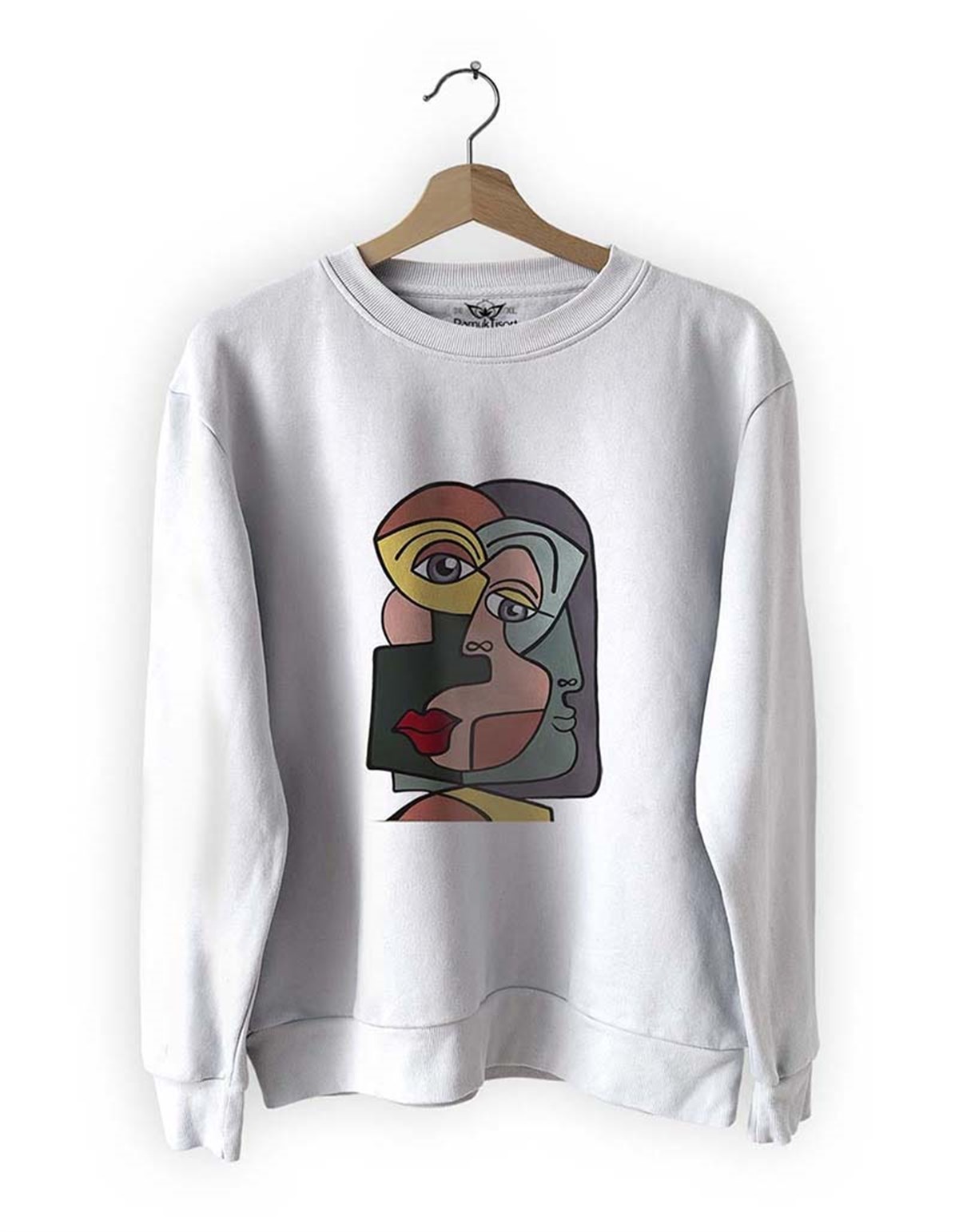 Yüzler 18 Basklı Slim Fit Pamuk Sweatshirt