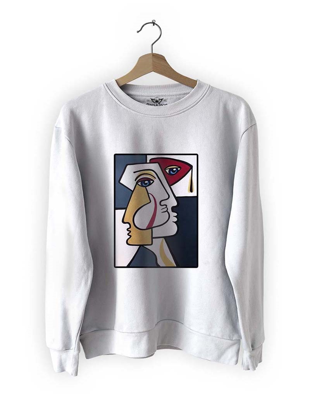 Yüzler 8 Basklı Slim Fit Pamuk Sweatshirt