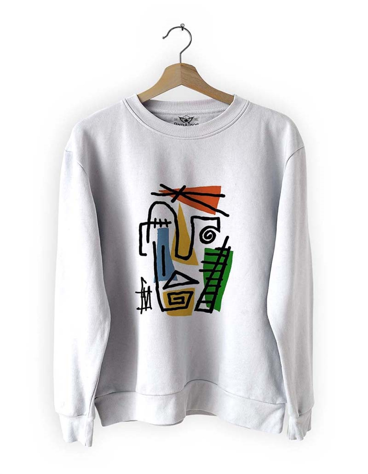 Yüzler Basklı Slim Fit Pamuk Sweatshirt