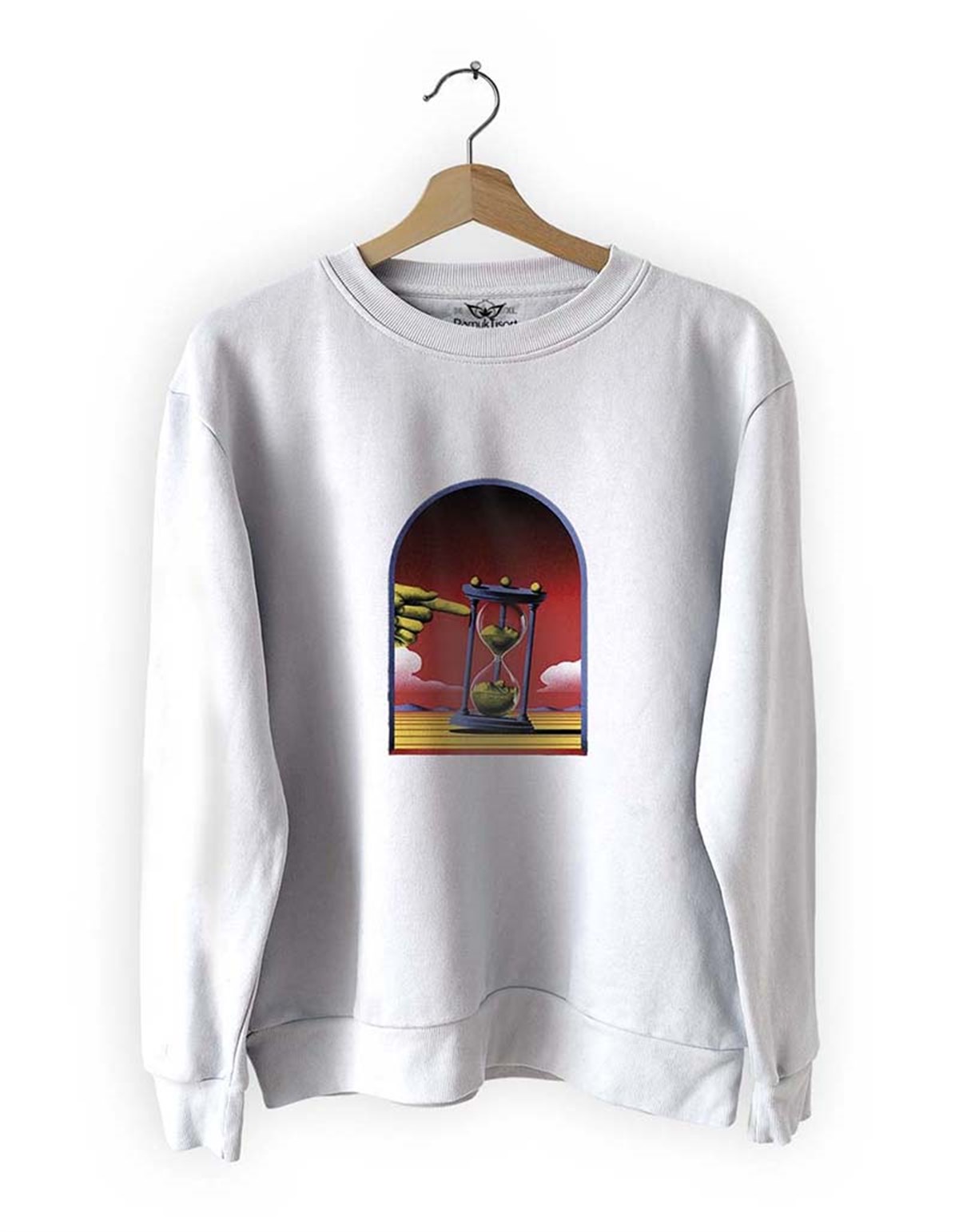 Zaman Makinesi Basklı Slim Fit Pamuk Sweatshirt