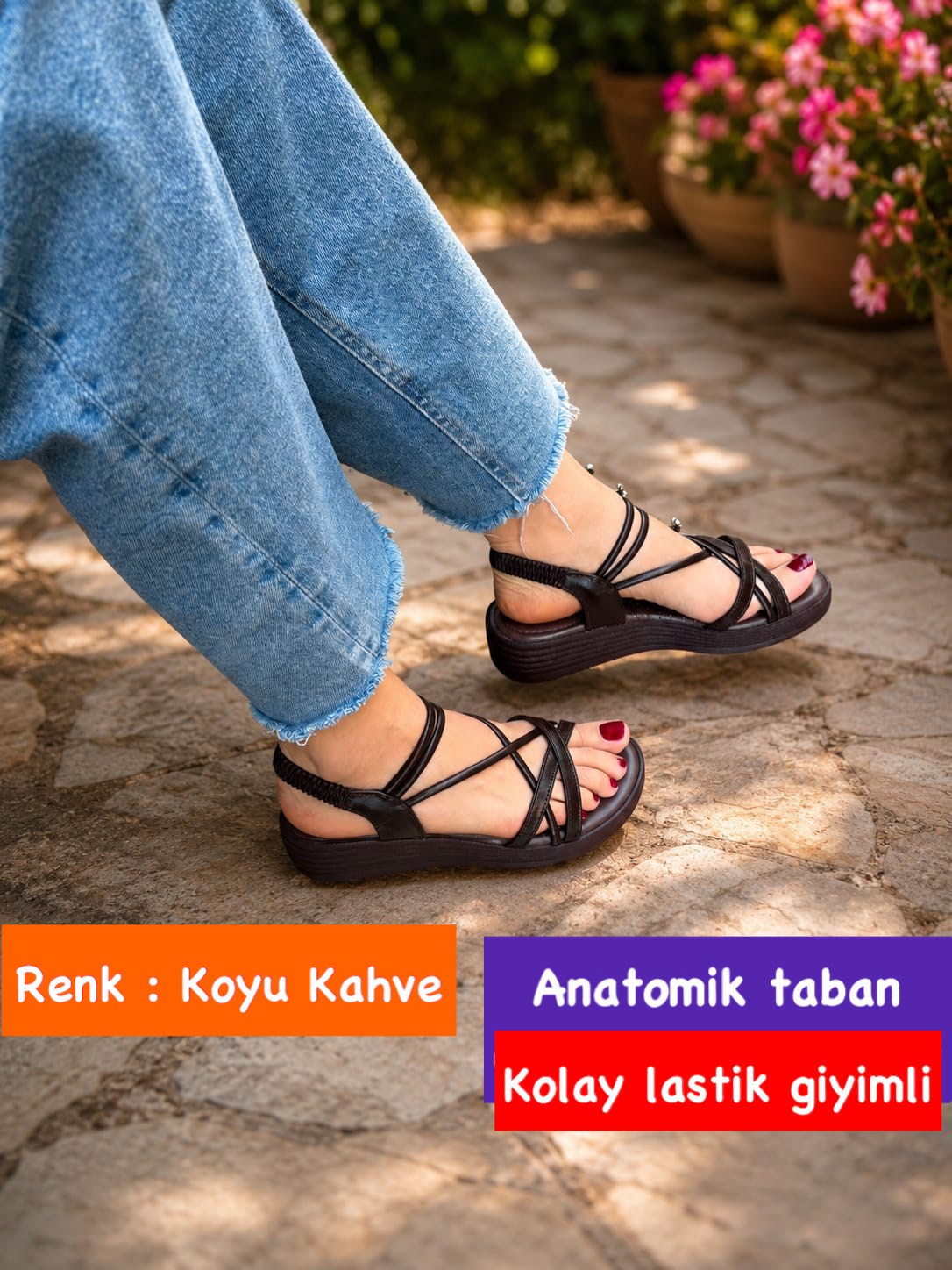 Buğra erol anatomik tabanlı sandalet koyu KAHVE rakst
