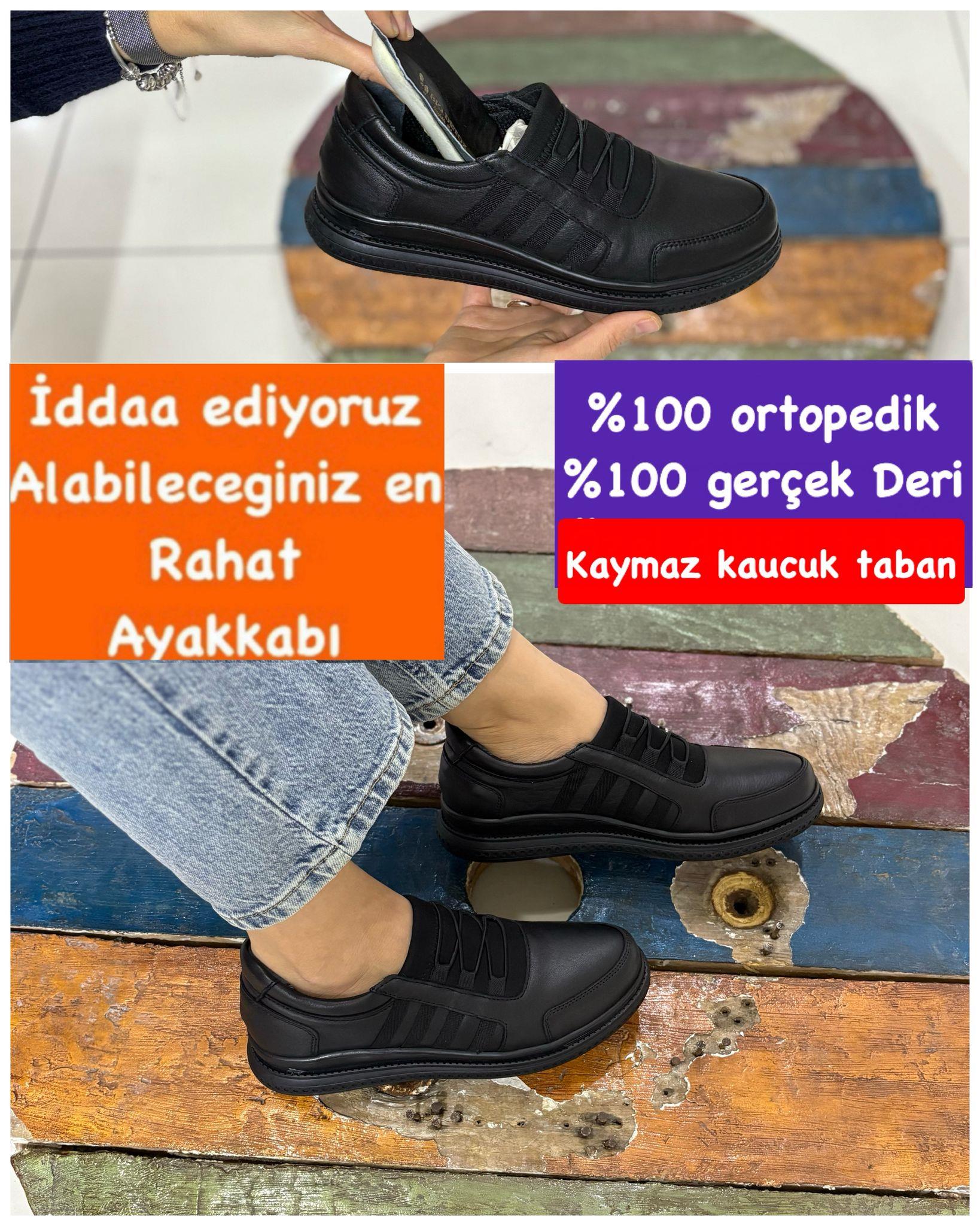 Buğra erol Hakiki Deri hafif taban ayakkabı siyah eagle-6745EGS
