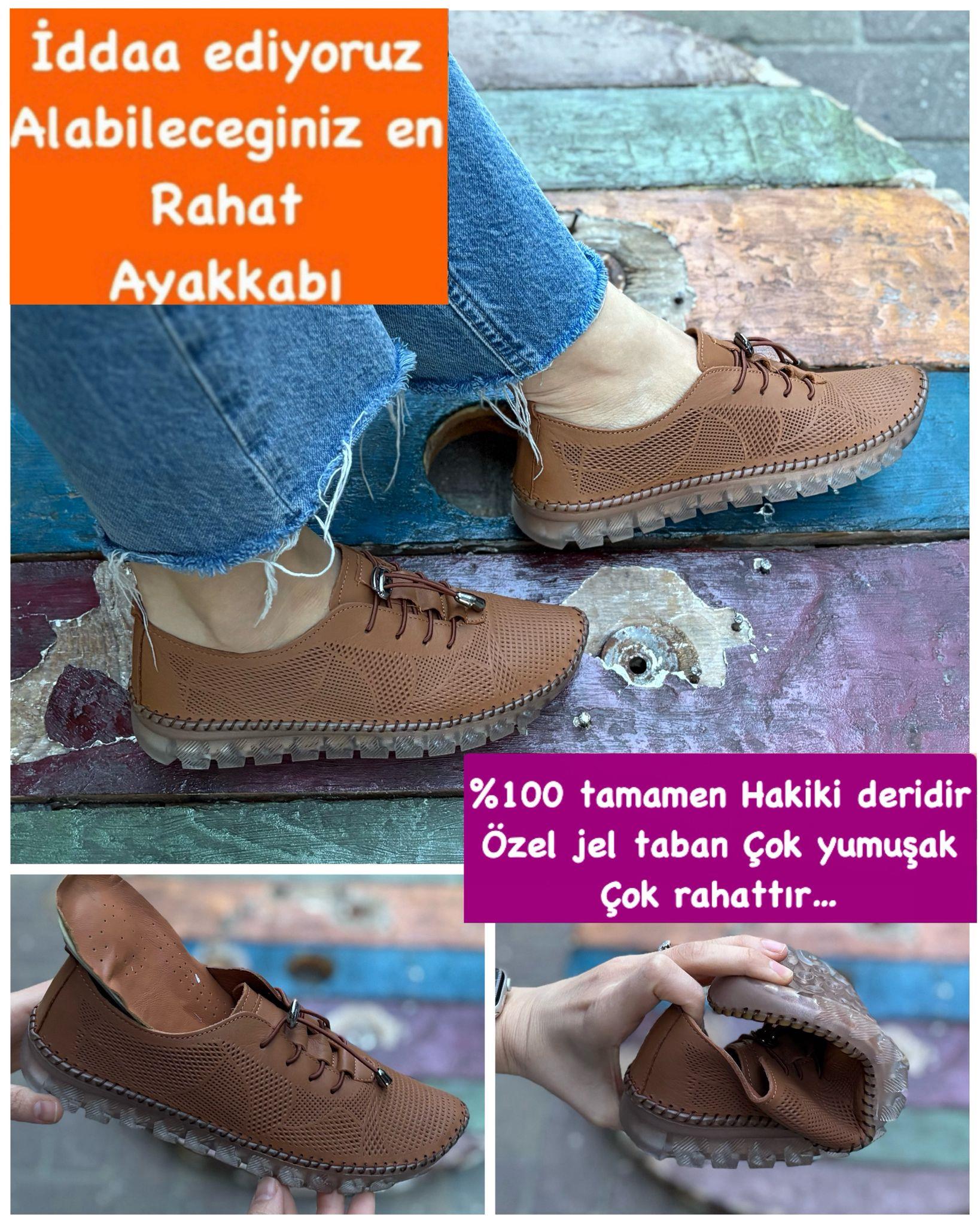 Buğra erol Hakiki Deri jel taban ayakkabı taba kınwan-456