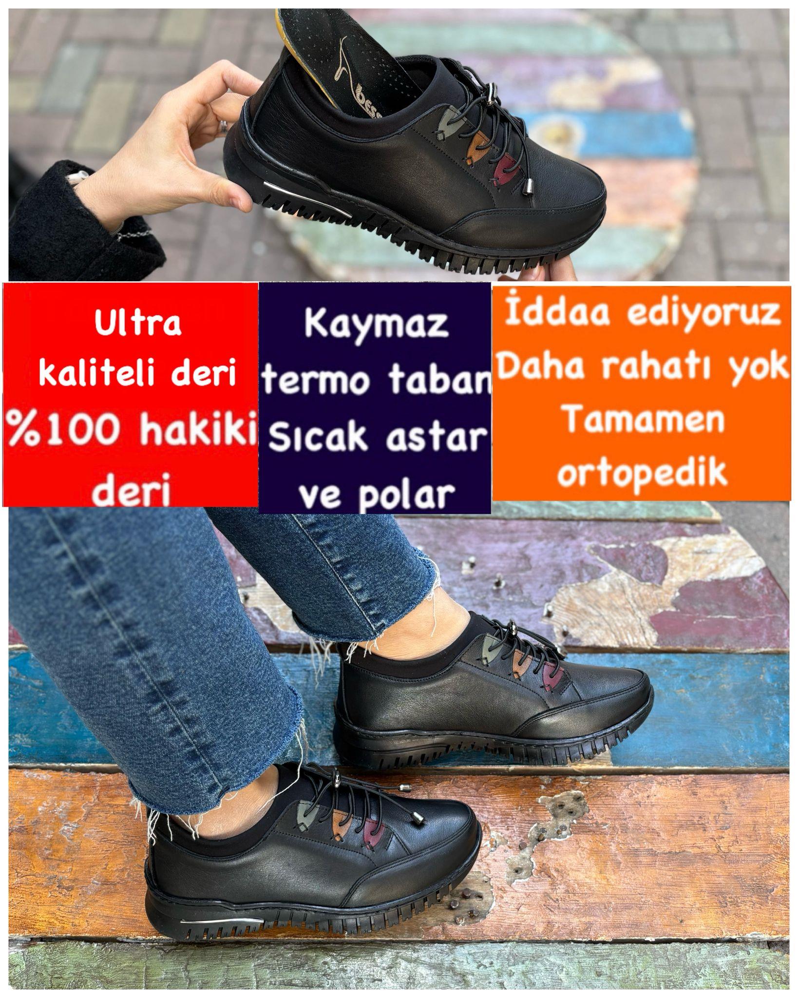 Buğra erol Hakiki Deri kaucuk taban ayakkabı siyah misma-786