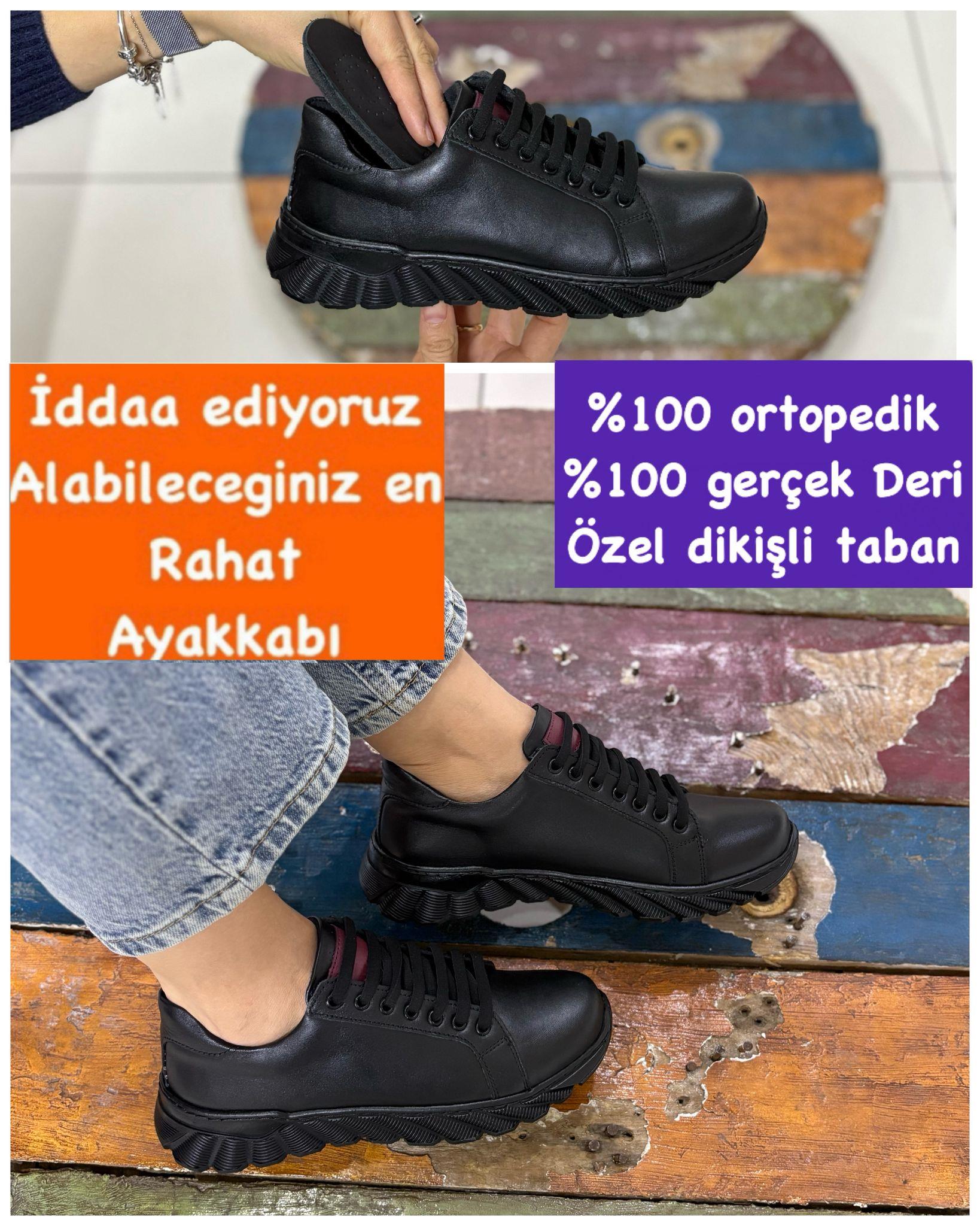Buğra erol Hakiki Deri kaucuk taban ayakkabı siyah banglo-988