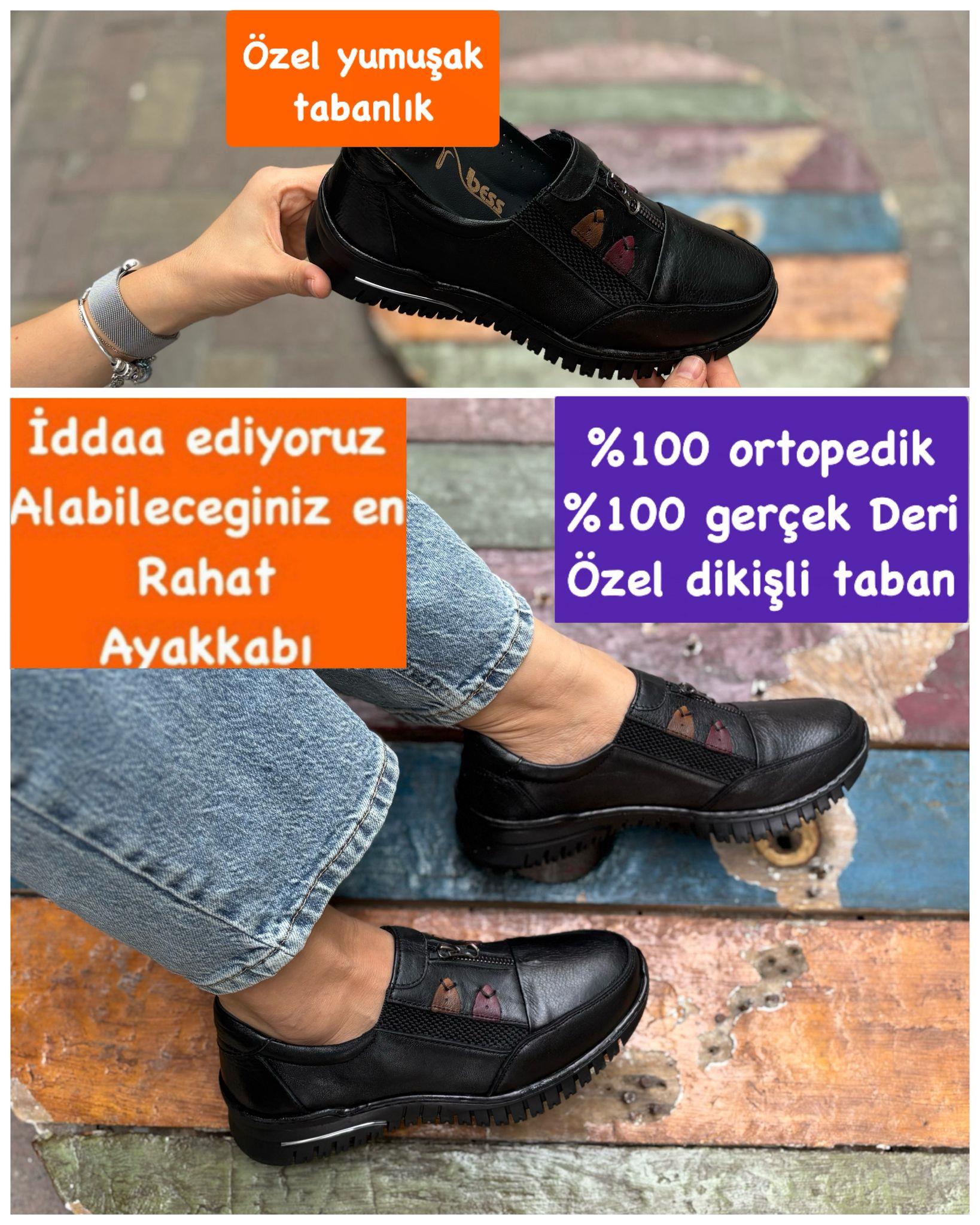 Buğra erol Hakiki Deri kaucuk taban ayakkabı siyah fermas-983