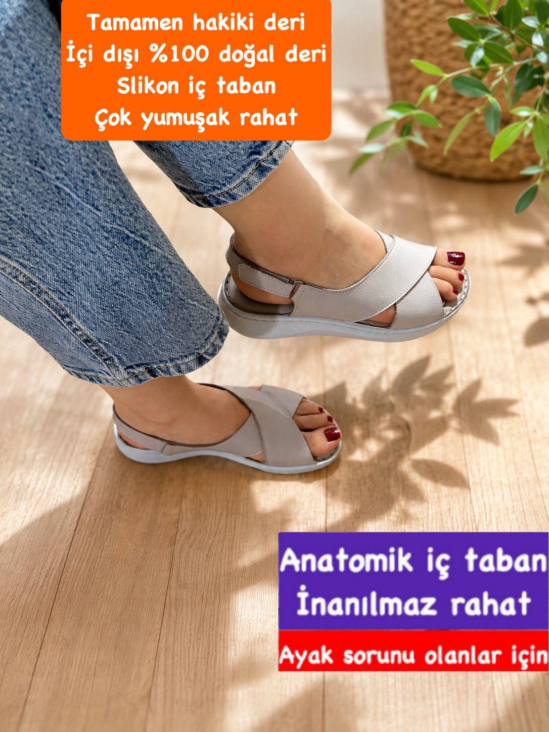 Buğra erol Hakiki Deri slikon yumuşak tabanlık çapraz tarki