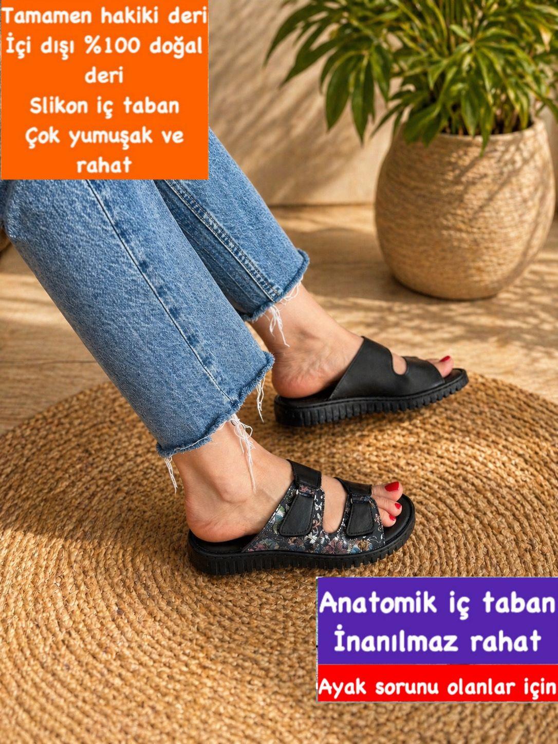 Buğra erol Hakiki Deri slikon yumuşak tabanlık siyah bilton