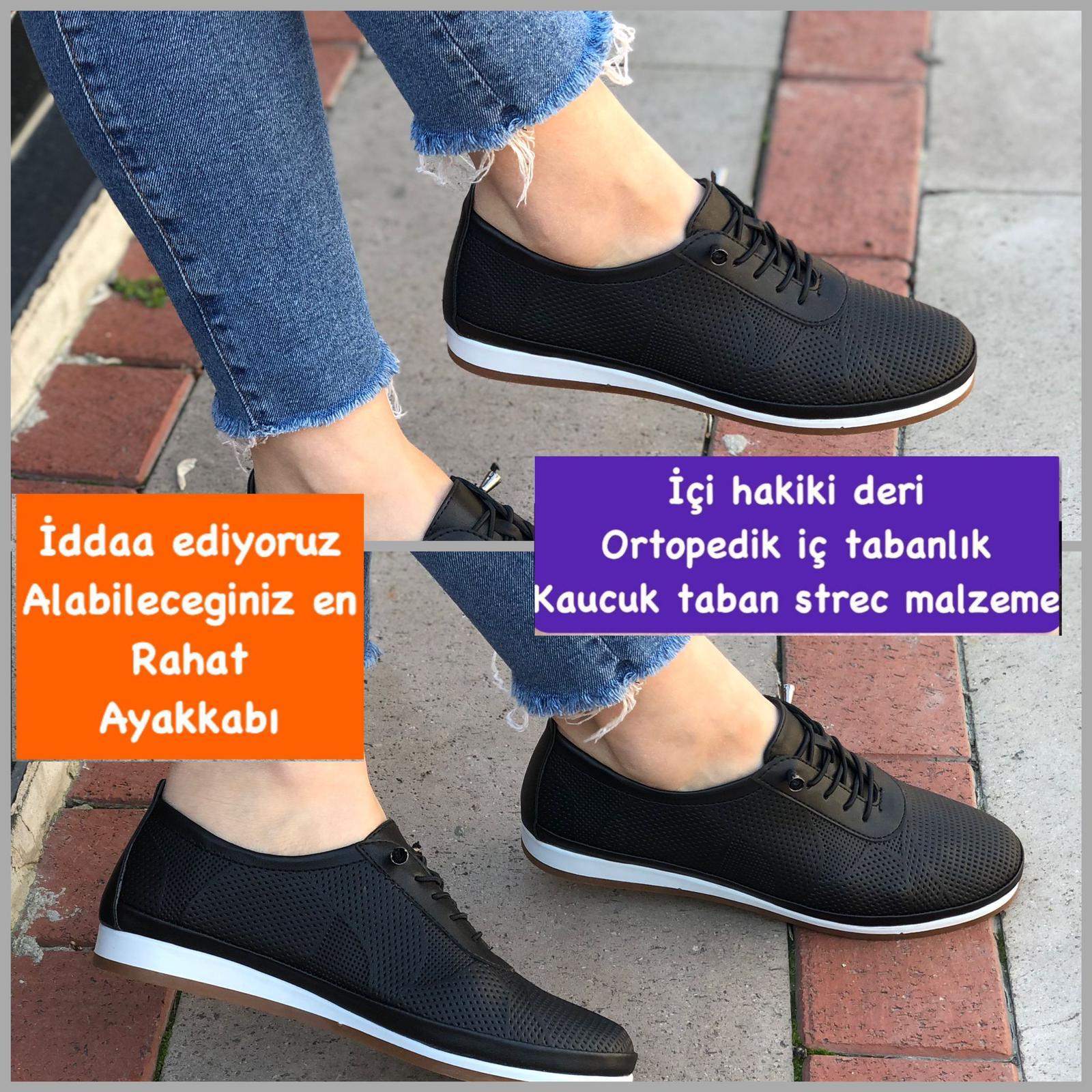 Buğra erol İçi Hakiki Deri Ortopedik Tabanlıklı  Ayakkabı one black-1014