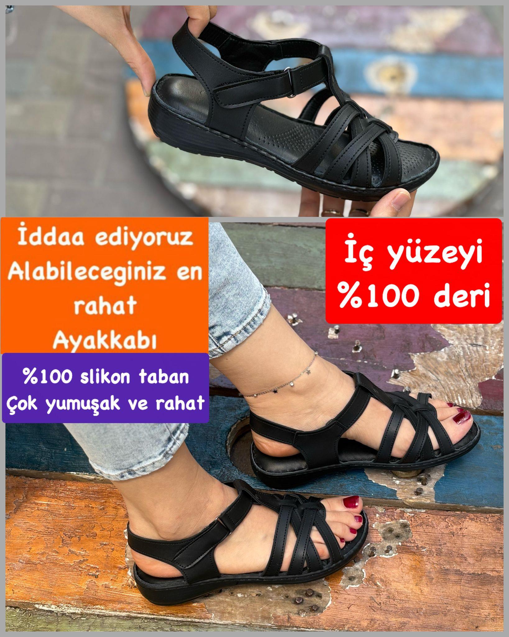 Buğra erol İçi Hakiki Deri slikon yumuşak tabanlı sandelet narcissus siyahd -5647