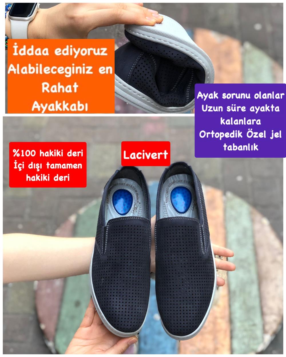 Buğra erol Ortopedik Jel tabanlıklı Hakiki deri Ayakkabı noki laci