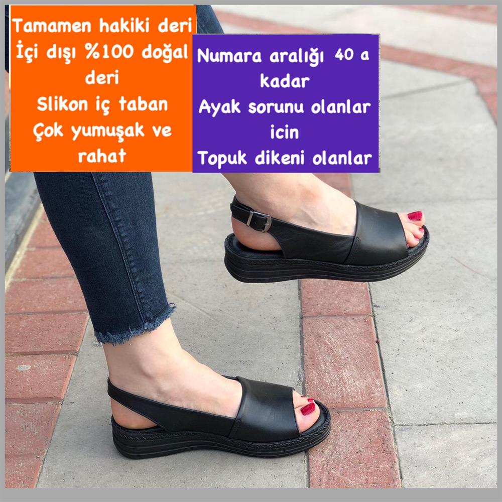 Buğra erol Ortopedik Slikon Taban Hakiki Deri Sandalet plus