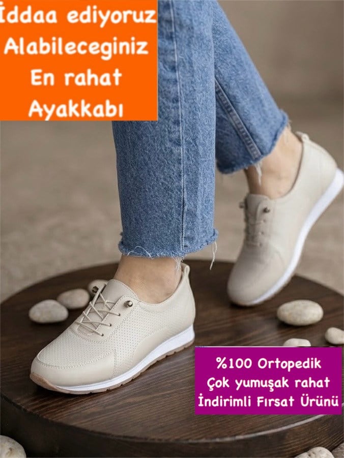 Buğra Erol Ortopedik Tabanlıklı Ayakkabı Ayax krem